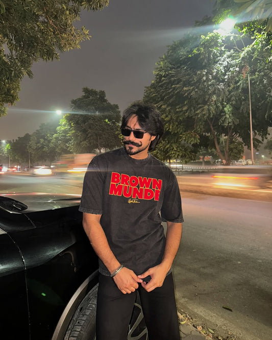 BROWN MUNDE STONEWASH TEE