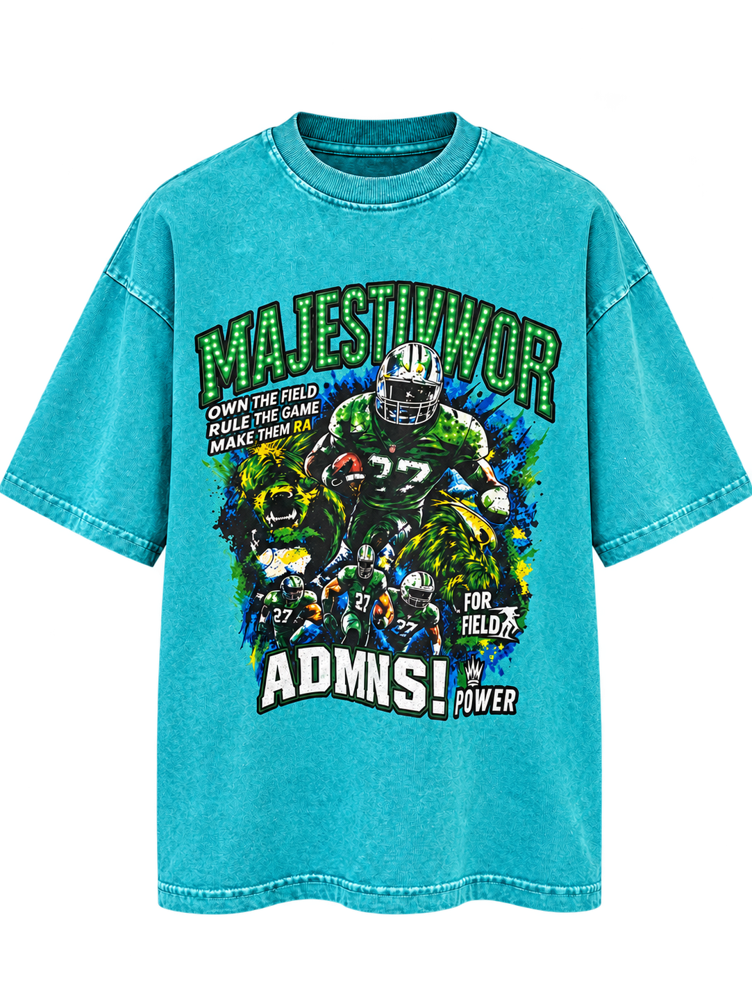 Teal Acid Wash Oversized Boxy Fit T-Shirt
