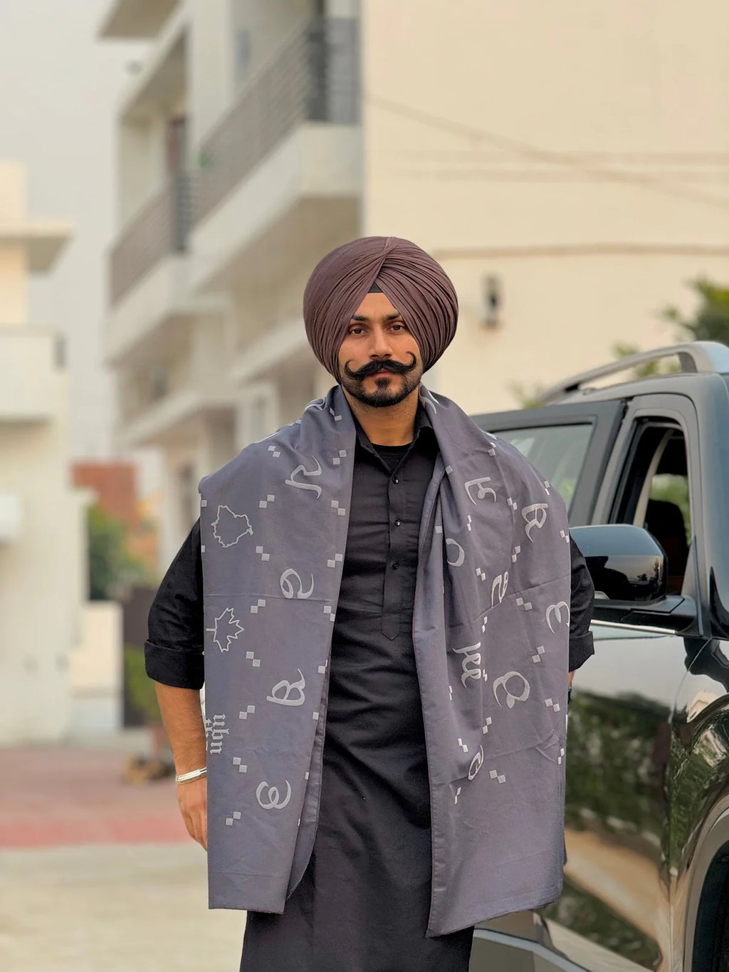 Maa Boli Designer ALL-WEATHER Stole ( Space Grey )