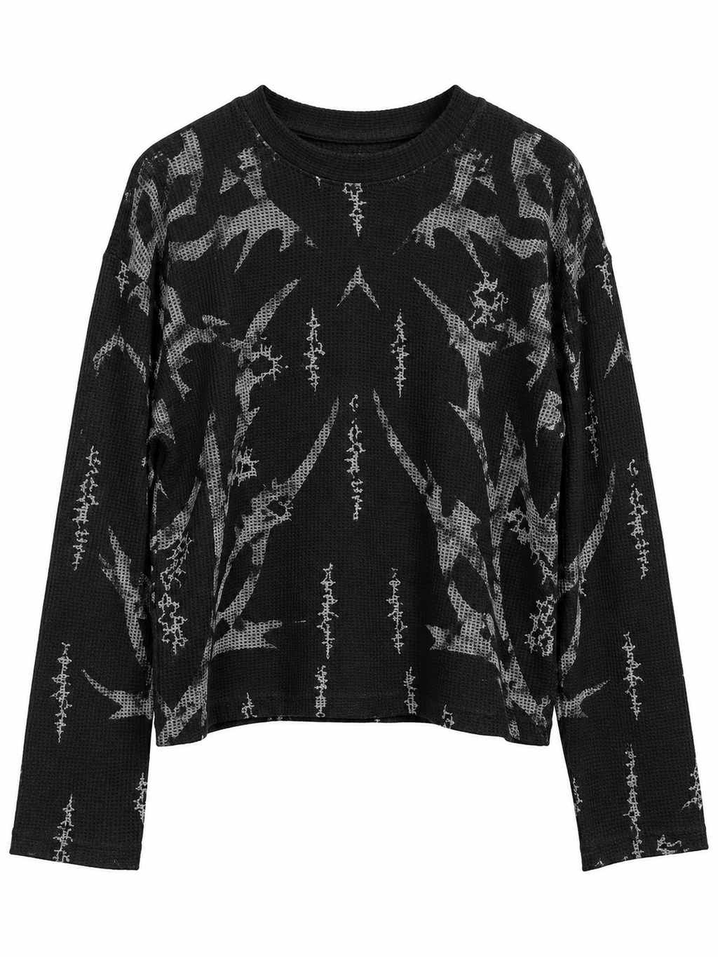 Black Distressed Graphic Boxy Fit Long Sleeve