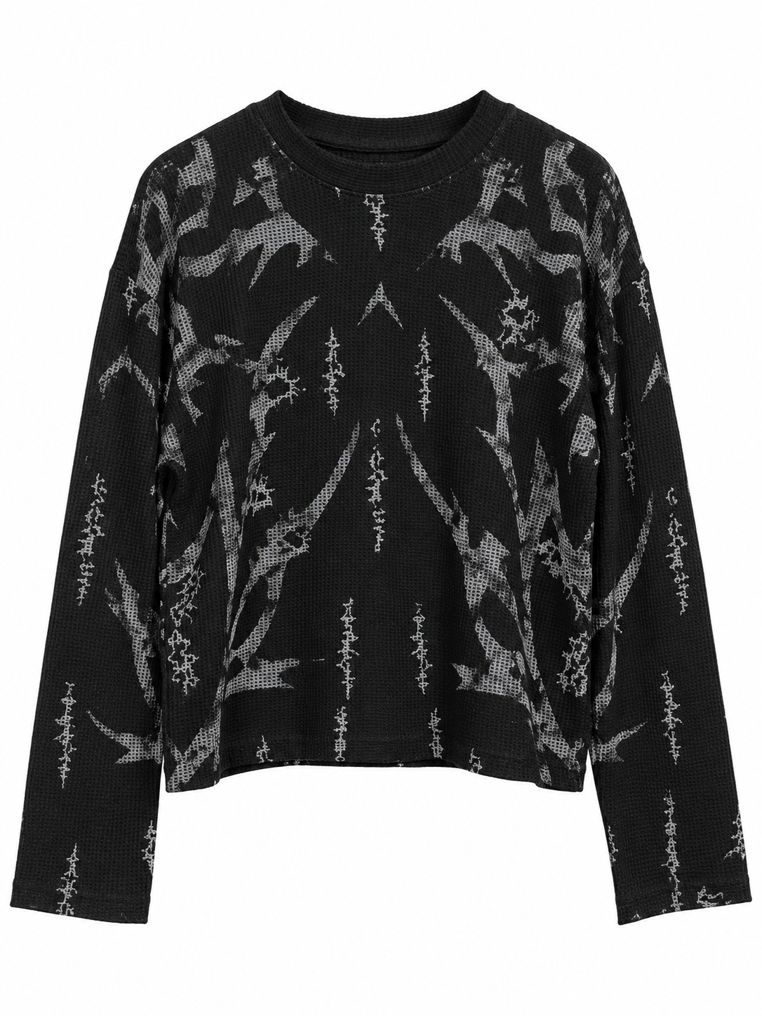 Black Distressed Graphic Boxy Fit Long Sleeve