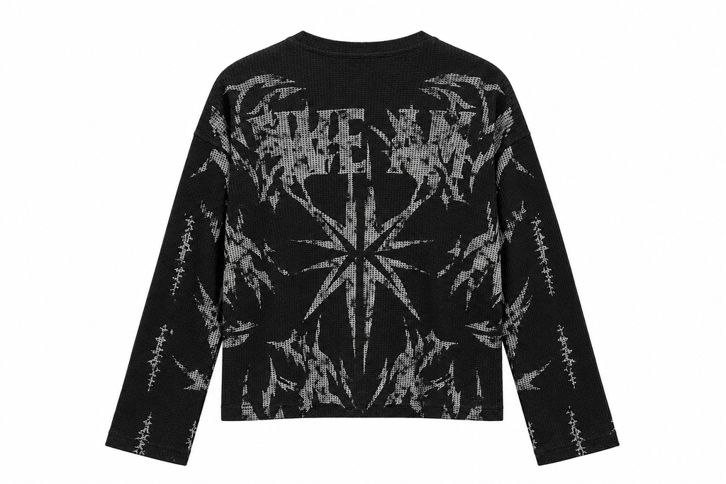 Black Distressed Graphic Boxy Fit Long Sleeve