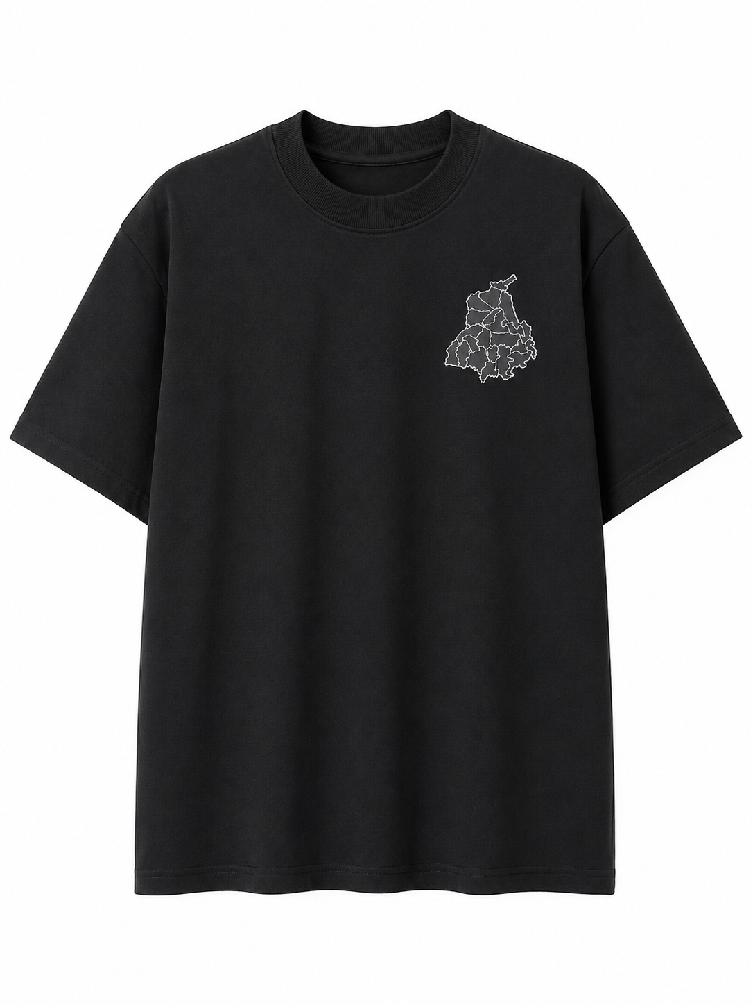 Black Punjab Map Oversized T-Shirt