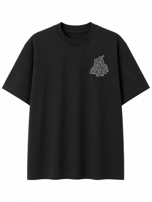 Black Punjab Map Oversized T-Shirt