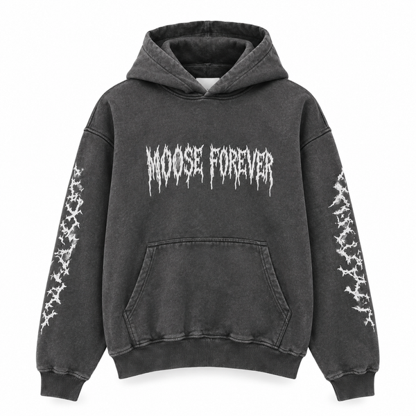 Moose Forever "Signed To God" black Vintage Wash Hoodie