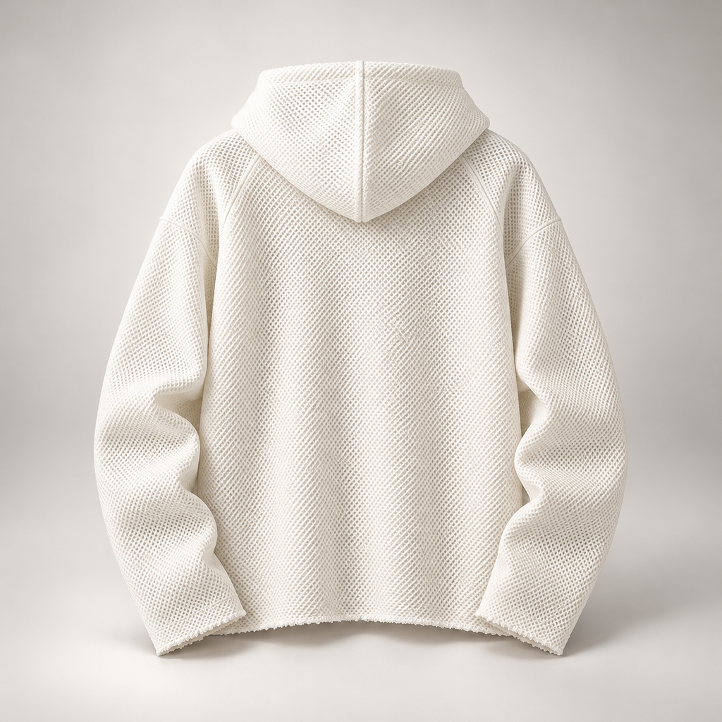 Raw Edge Textured Zip Hoodie Blue,Black,White