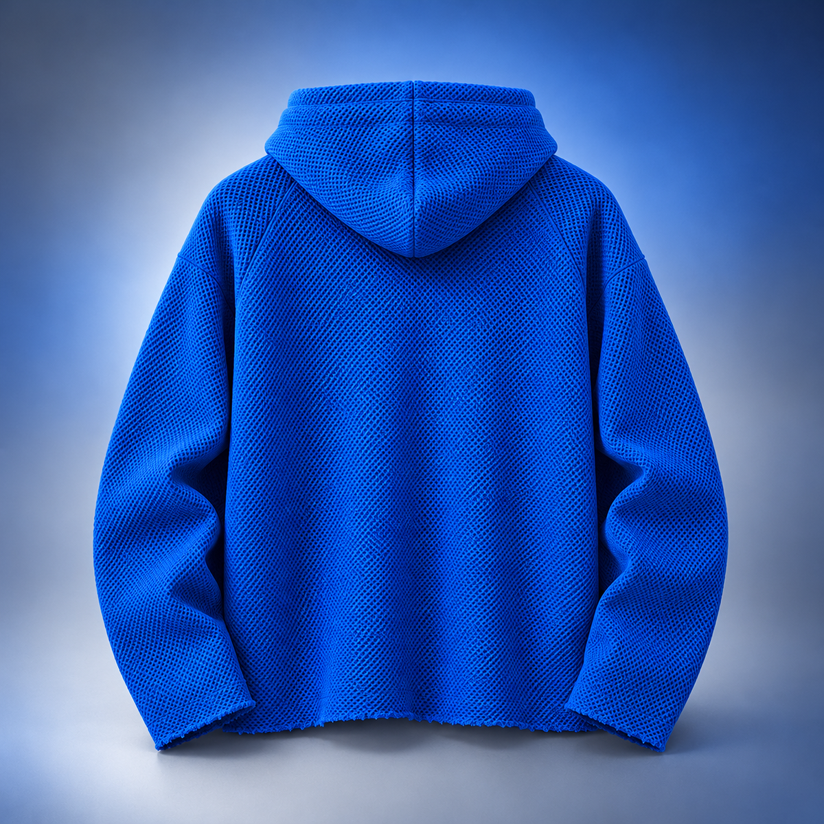 Raw Edge Textured Zip Hoodie Blue,Black,White