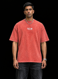 FIVE AM 87 Vintage Wash Boxy Oversized T-Shirt – Red