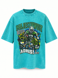 Teal Acid Wash Oversized Boxy Fit T-Shirt