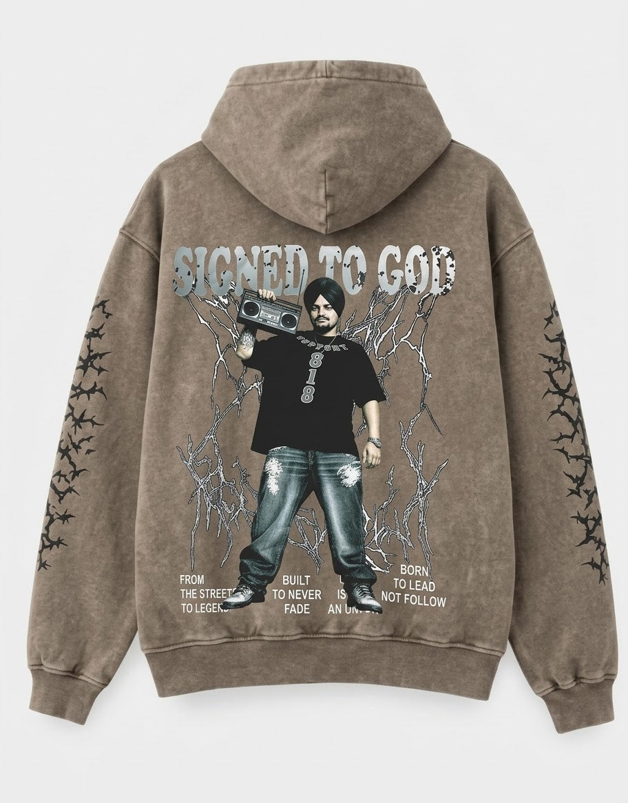 Moose Forever "Signed To God" Vintage Wash Hoodie