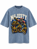 Majesty Bears Oversized Boxy T-Shirt – Washed Blue