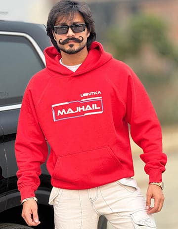 Majhail Red Hoodie - Majha Background. BUY NOW !! - LIMITED EDITION. ( WILL NOT BE REPEATED )