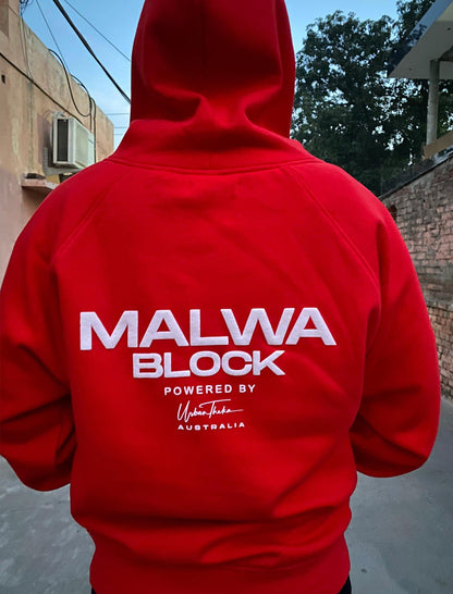Malwai Red Hoodie - Malwa Block. BUY NOW !! - LIMITED EDITION. ( WILL NOT BE REPEATED )