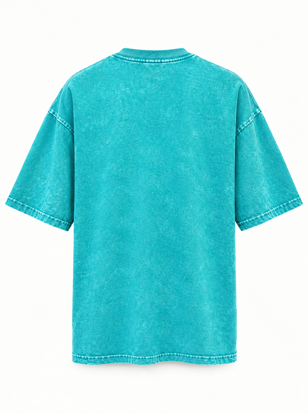 Teal Acid Wash Oversized Boxy Fit T-Shirt