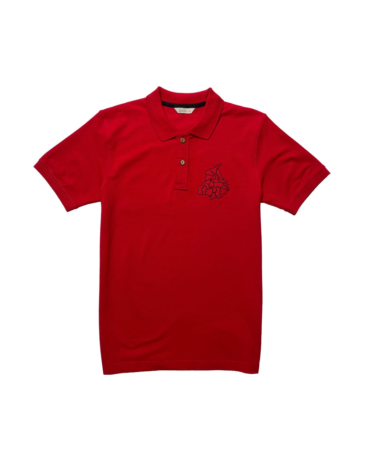 Punjab Dist. Map Embroidery Red Polo T-shirt