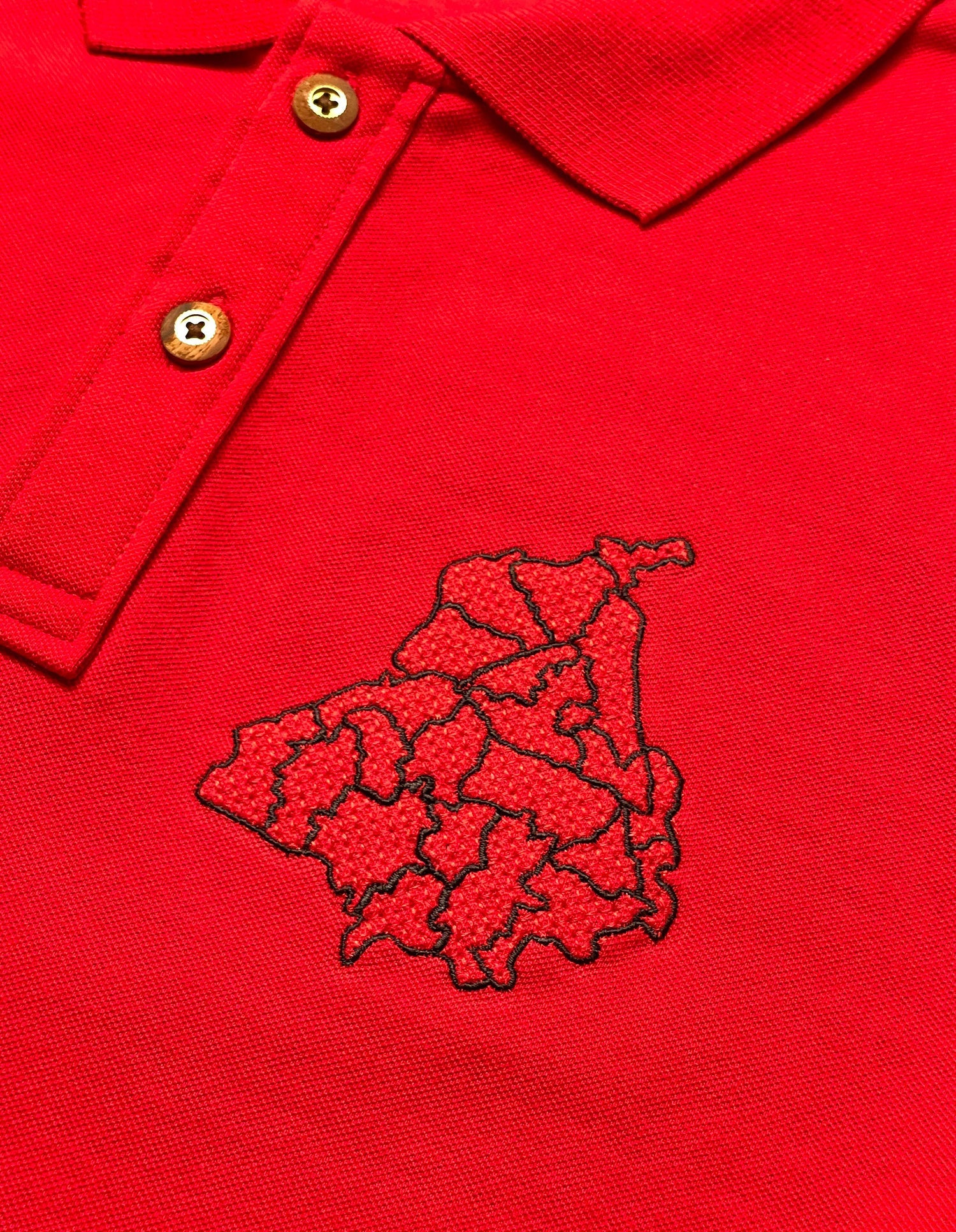 Punjab Dist. Map Embroidery Red Polo T-shirt