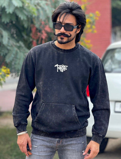 Punjab Bandana Sweatshirt in Black Stone washed Colour