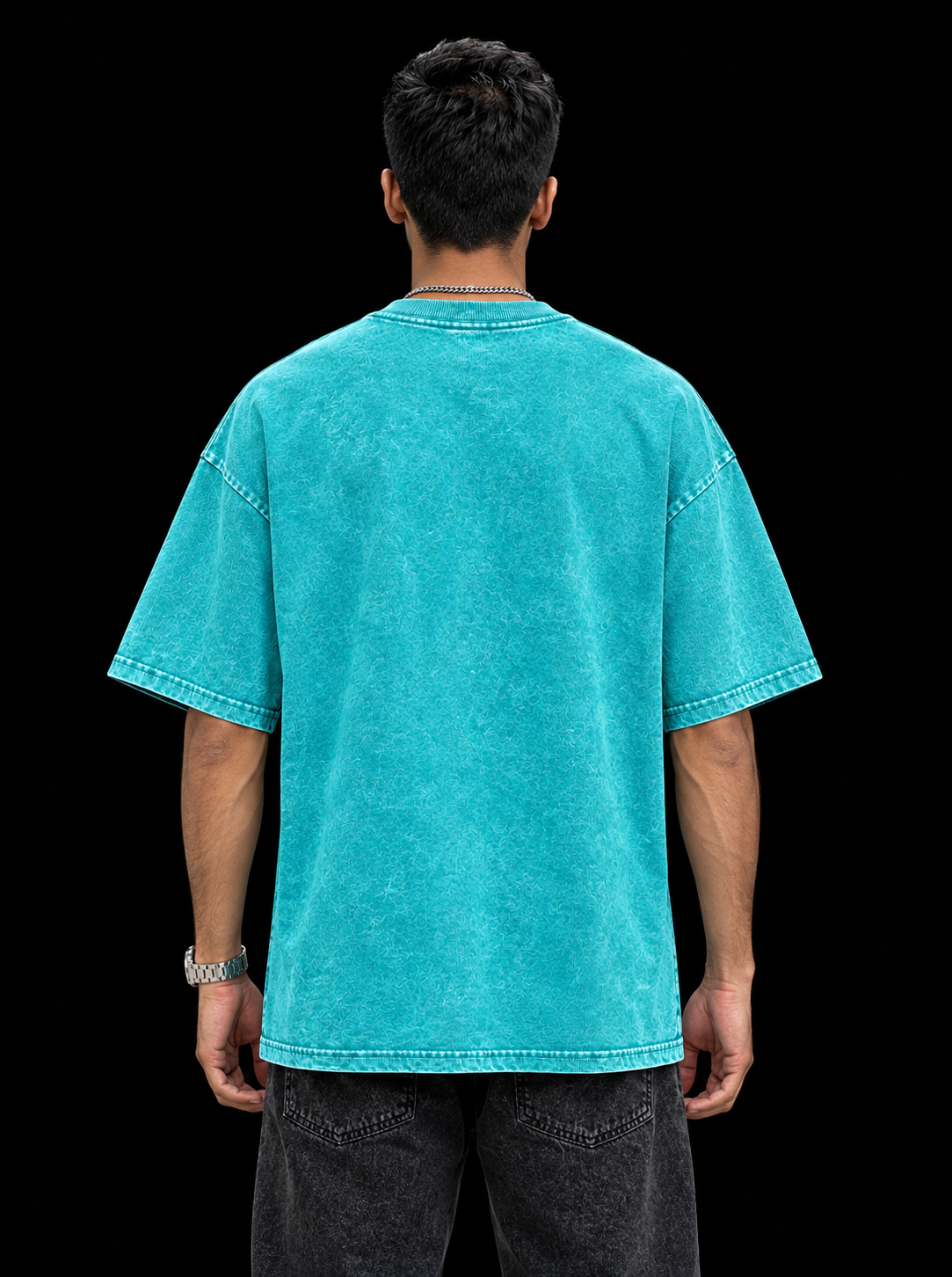 Teal Acid Wash Oversized Boxy Fit T-Shirt