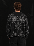 Black Distressed Graphic Boxy Fit Long Sleeve