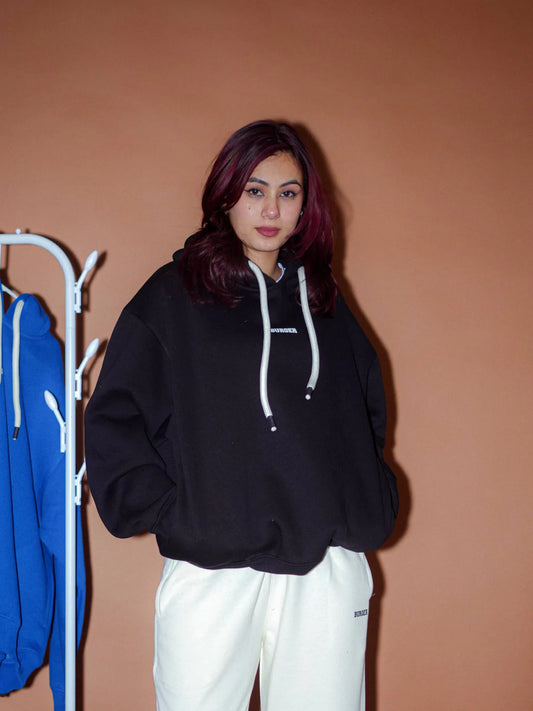 Black : Ye Burger Logo Heavyweight Baggy Hoodie For Men and Women