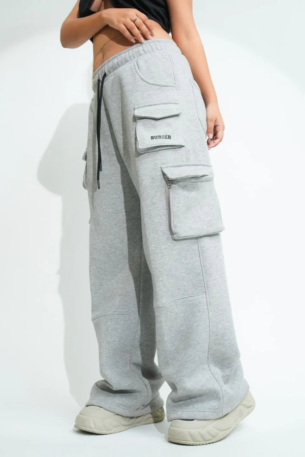 Rebel utility Grey Heavyweight cargo trousers Pants For Men And Women