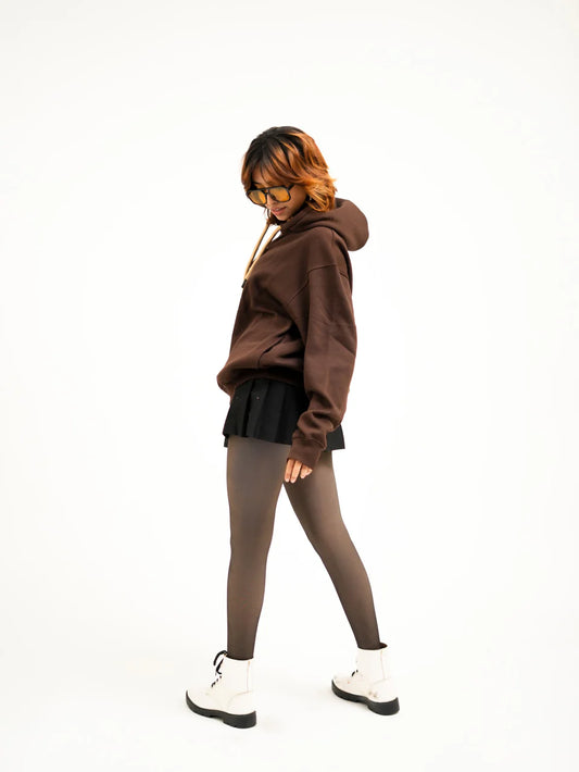 Dark Brown : Ye Burger Logo Heavyweight Baggy Hoodie For Men and Women