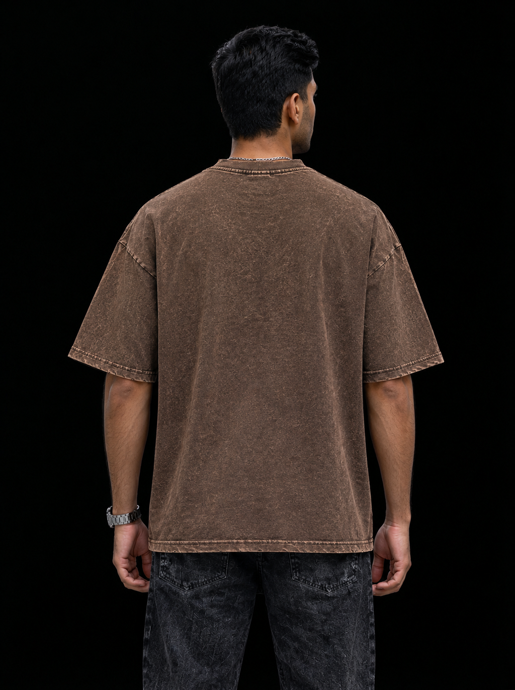 Vampire Graffiti Acid Wash Oversized T-Shirt – Brown