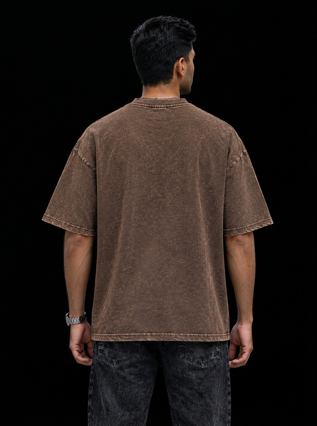Vampire Graffiti Acid Wash Oversized T-Shirt – Brown