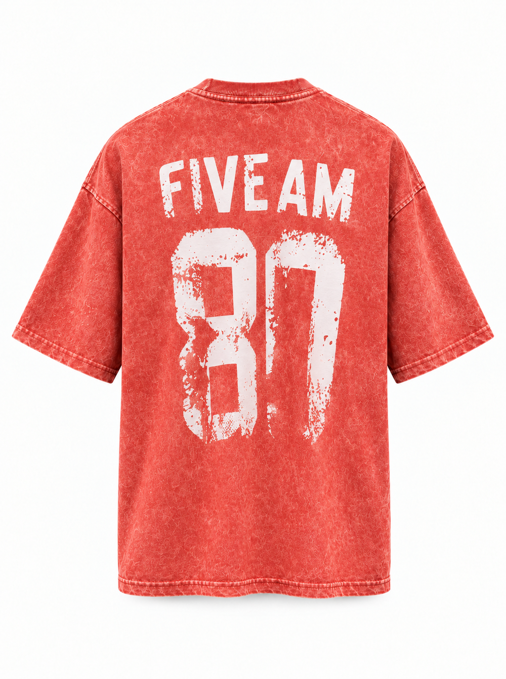FIVE AM 87 Vintage Wash Boxy Oversized T-Shirt – Red