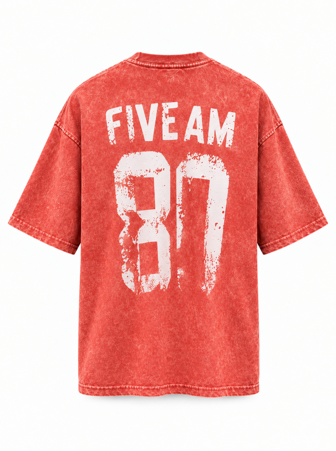 FIVE AM 87 Vintage Wash Boxy Oversized T-Shirt – Red