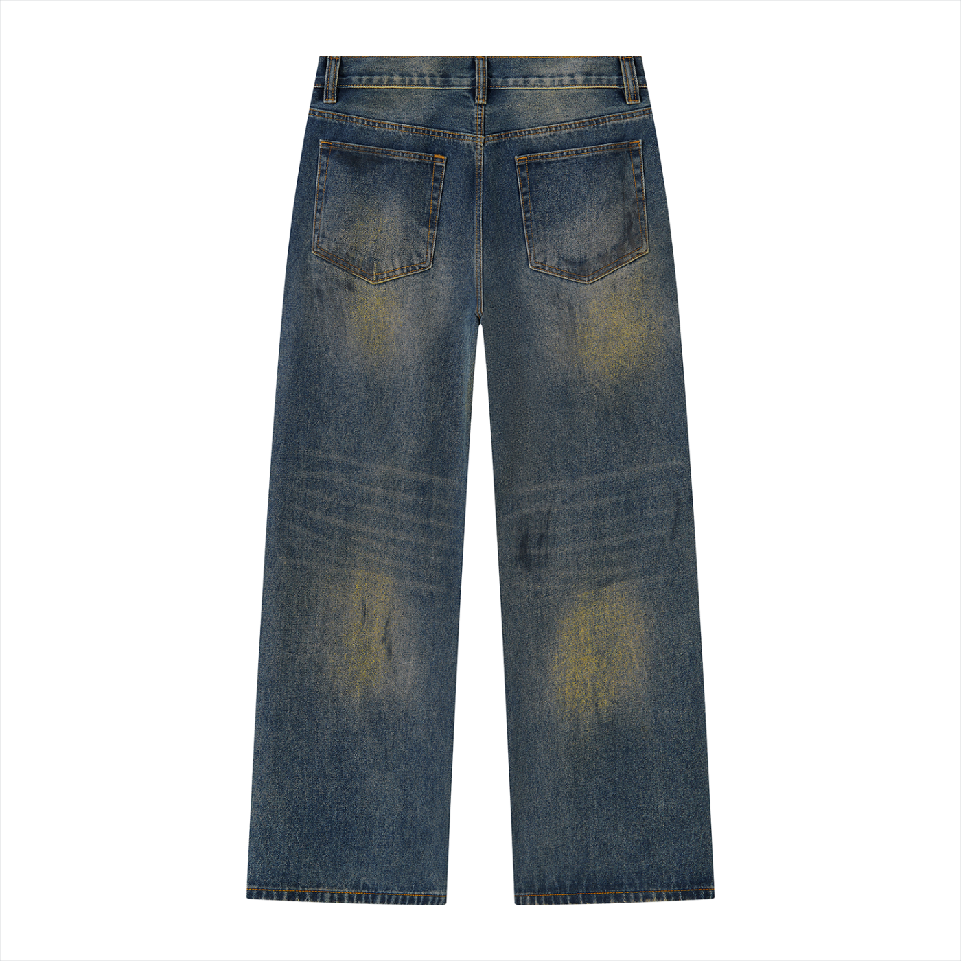 Men's Vintage Wash Wide Leg Denim Jeans