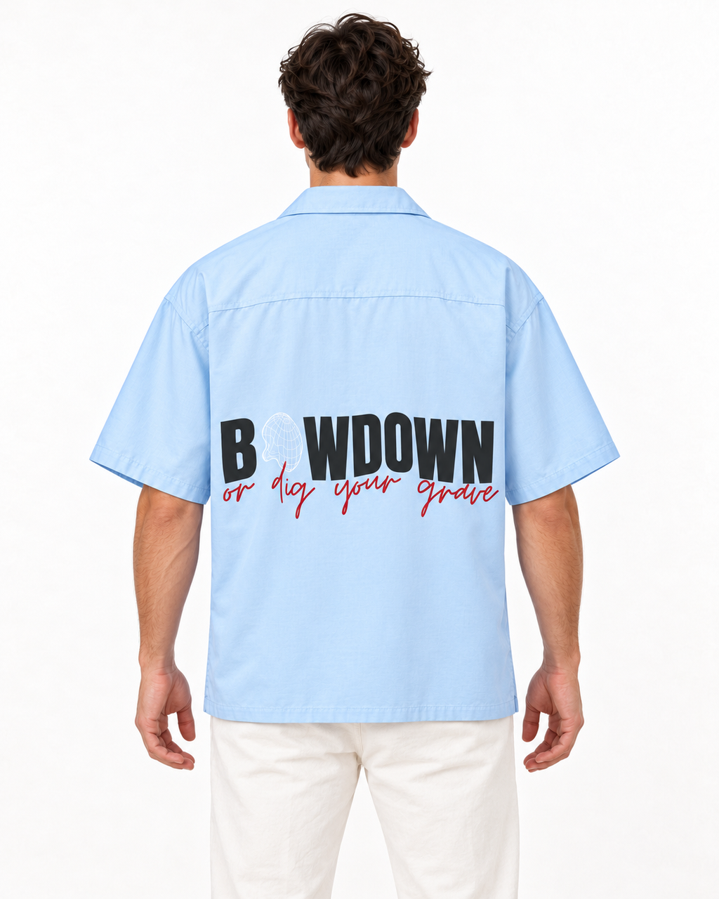 Thread Mafia Bow Down Camp Collar Shirt – Sky Blue