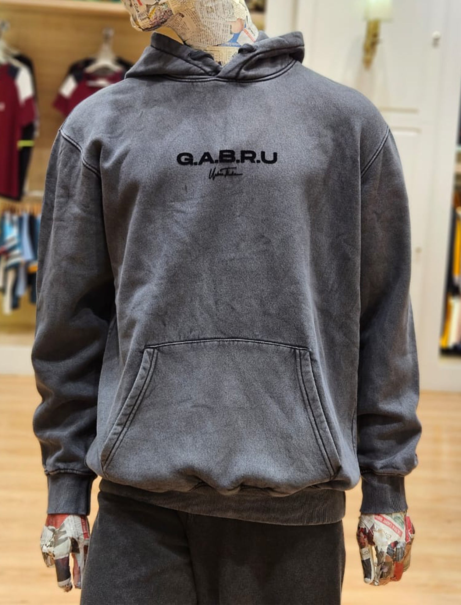 Gabru Grey Stonewashed Hoodie