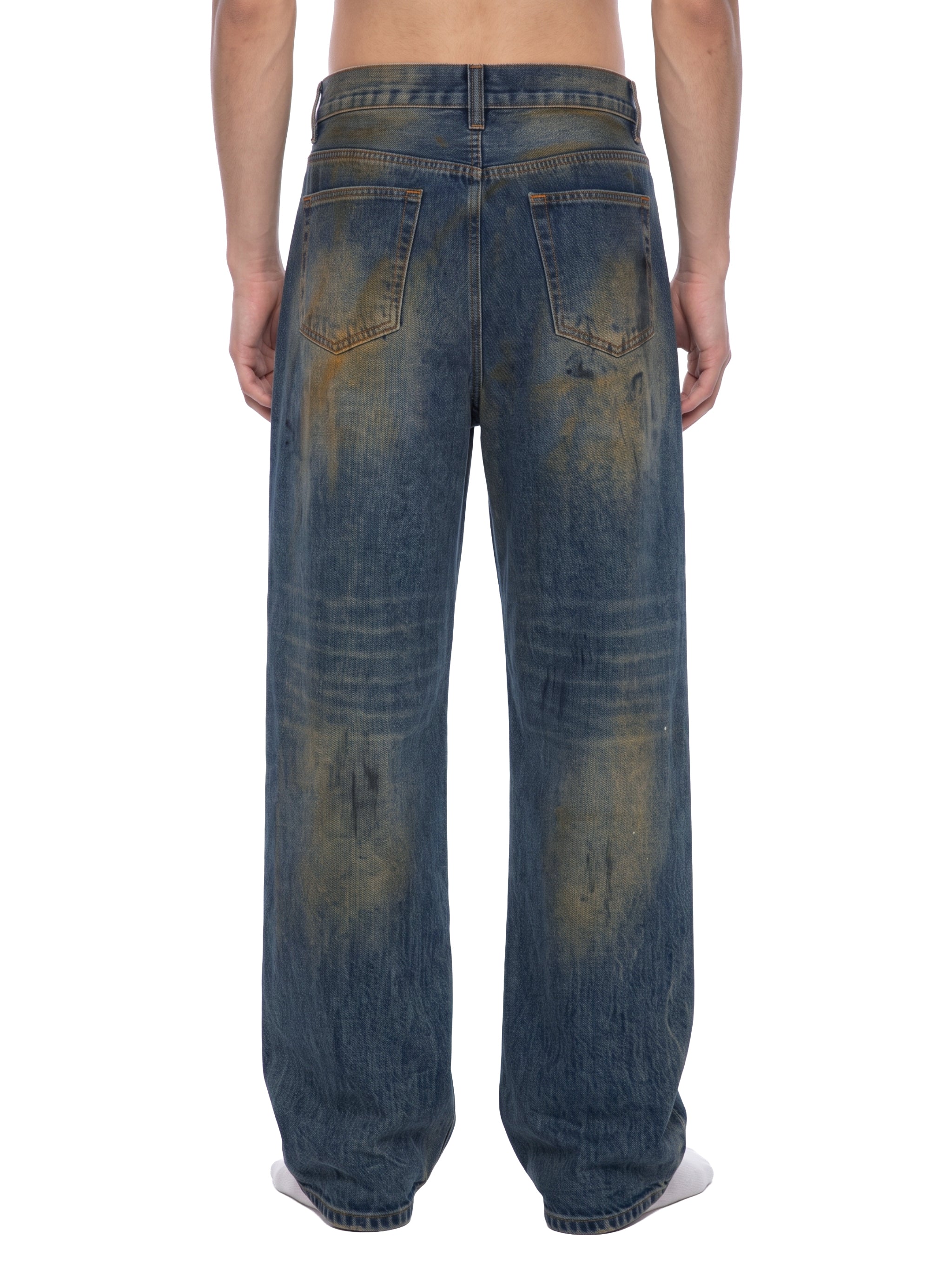 Men's Vintage Wash Wide Leg Denim Jeans
