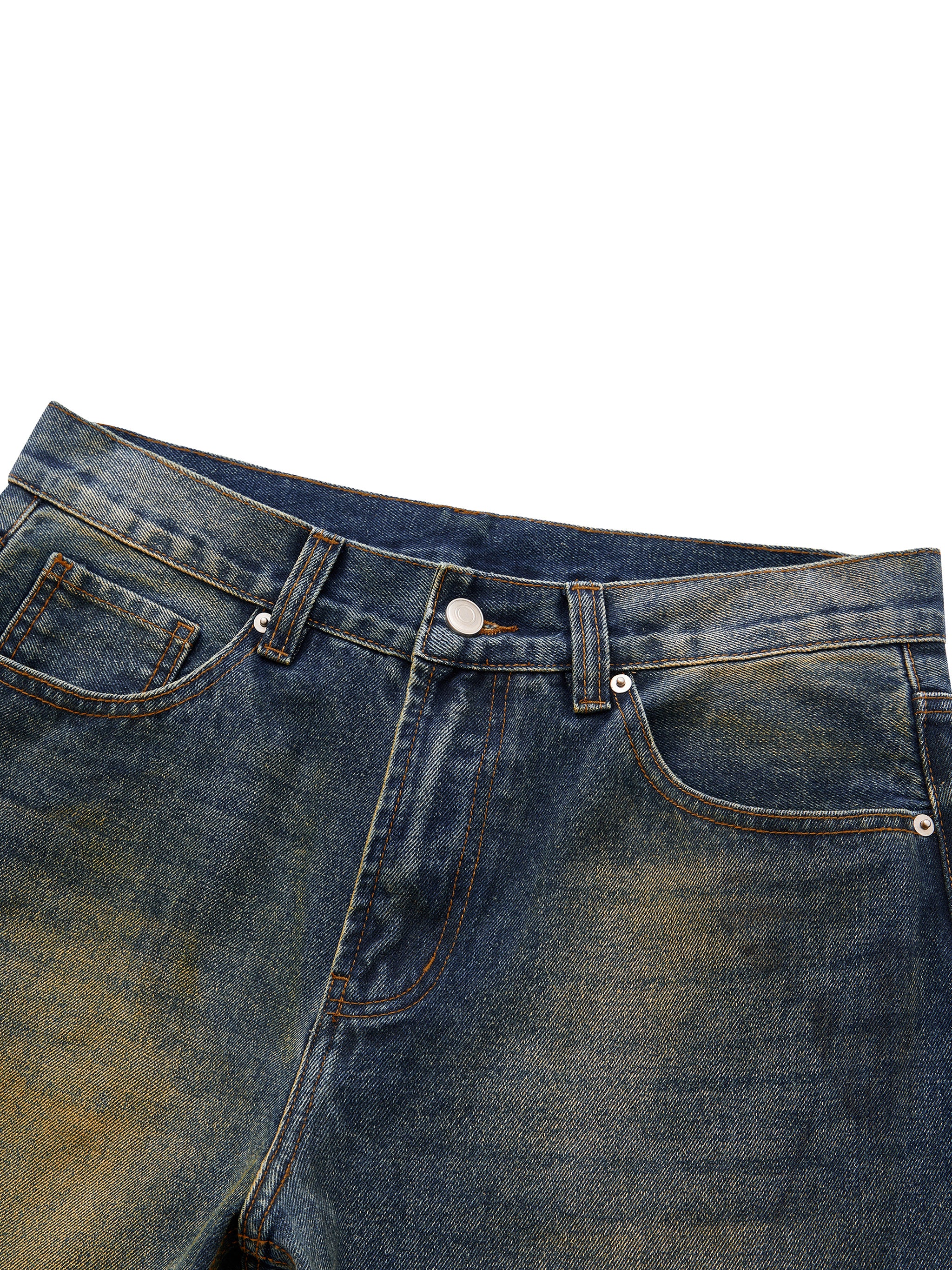Men's Vintage Wash Wide Leg Denim Jeans