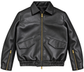 Black Faux Leather Bomber Jacket — product-only view