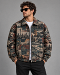 Front of OFFSTREAK Atlas jacquard zip jacket on model