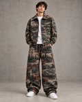 OFFSTREAK Atlas premium jacquard matching jacket and wide-leg bottoms on model