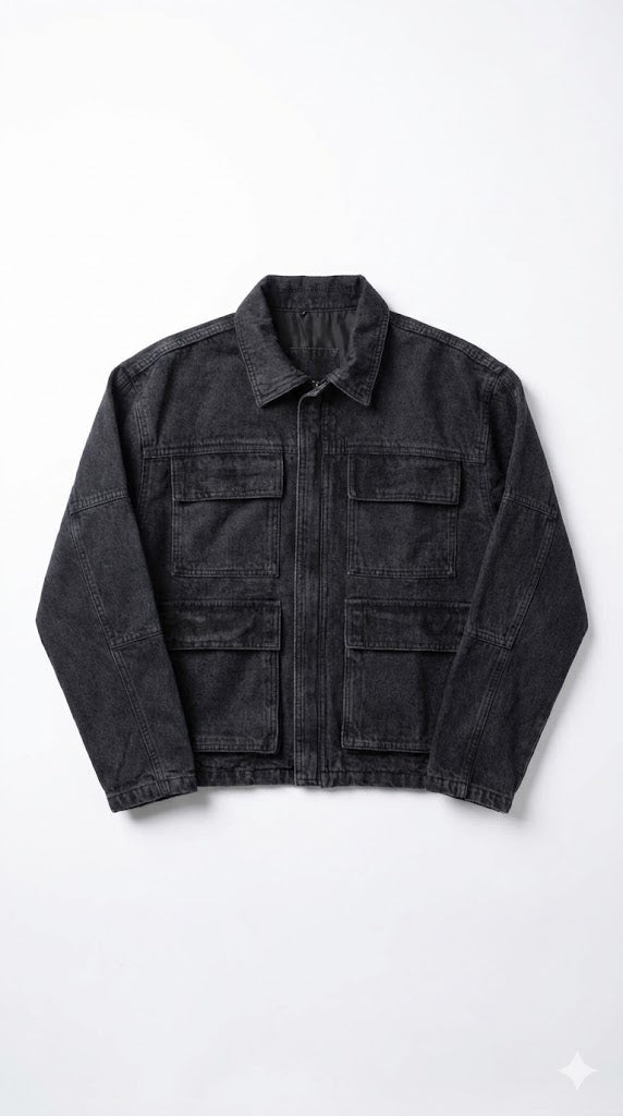 Men's Black Utility Denim Jacket