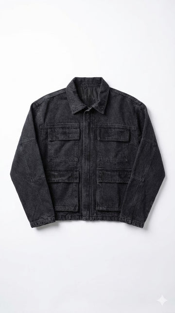 Men's Black Utility Denim Jacket