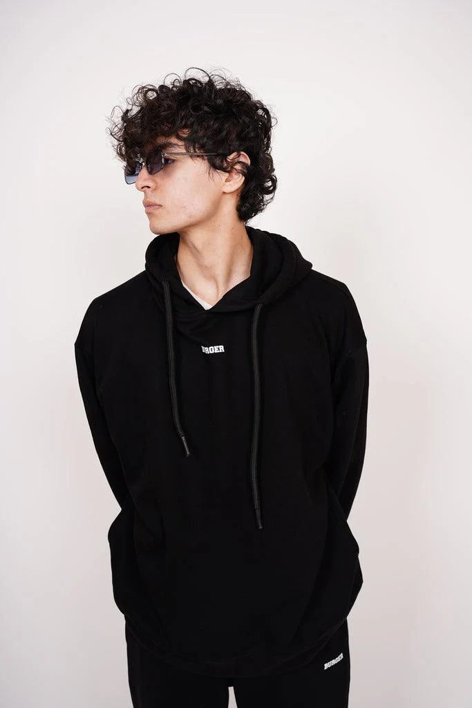 Black : Ye Burger Logo Heavyweight Baggy Hoodie For Men and Women
