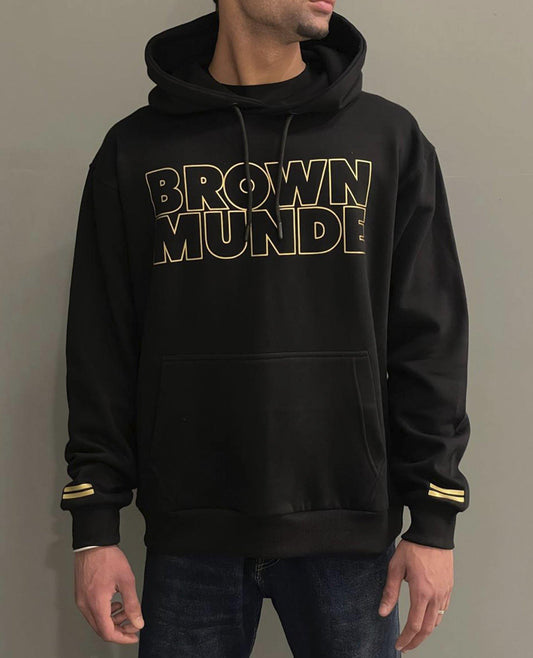 Brown Munde Black & Gold Hoodie