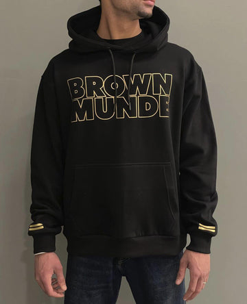 Brown Munde Black & Gold Hoodie