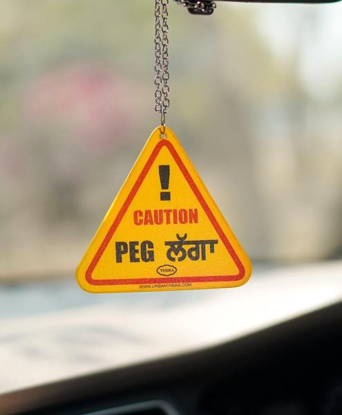 Caution Peg Laga Car Hanging