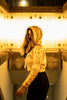 Yellow Bandana Crop Hoodie for Women